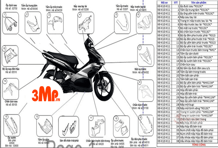 Dàn áo xe airblade chính hãng bao nhiêu tiền 1 Dàn áo xe máy airblade chính hãng